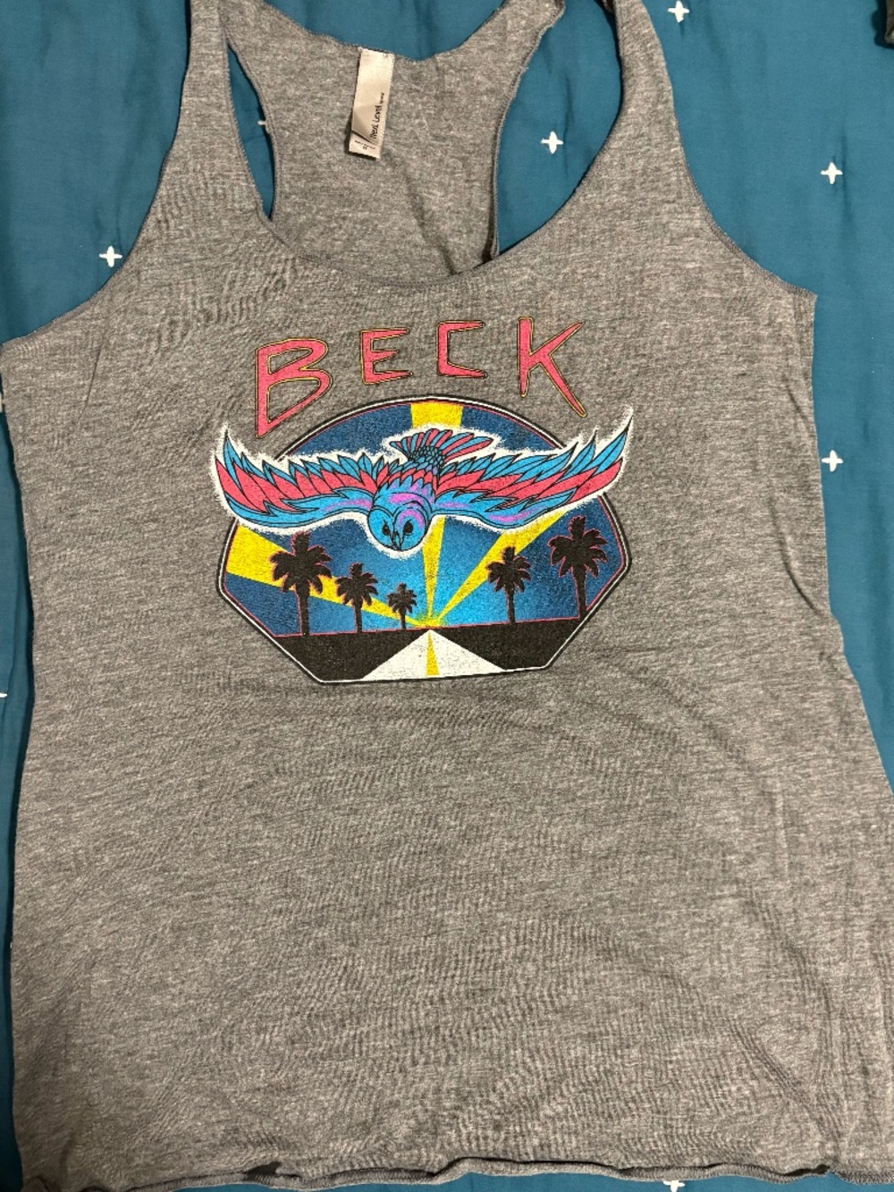 BECK Original Retro Brand Women’s Heather Gray Soaring Owl Alt Rock Tank Top (S)